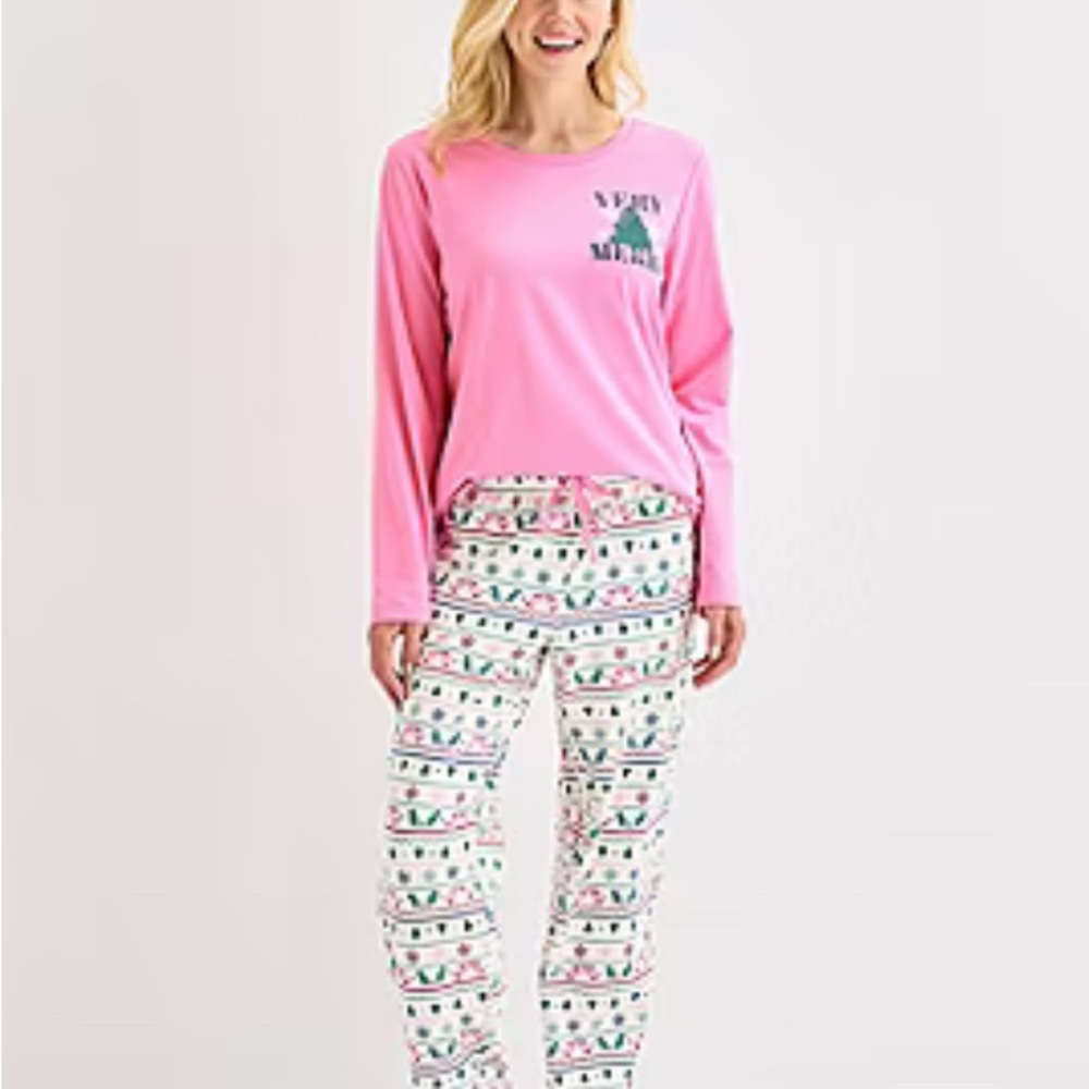 North Pole Trading Co. Very Merry Fairisle Womens 2-piece Pajama Set Large
